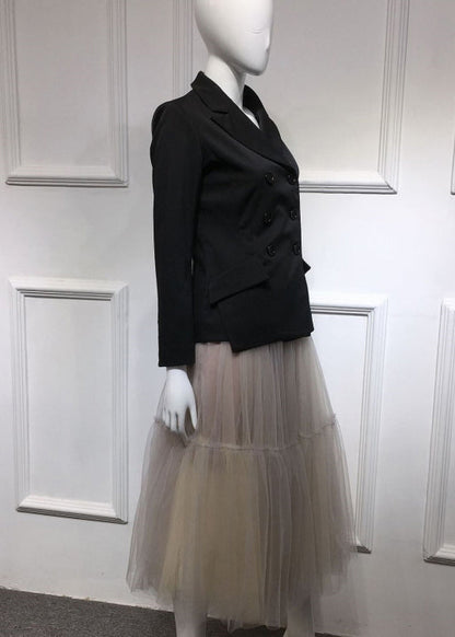 Italian Grey Wrinkled Tulle Skirts Spring