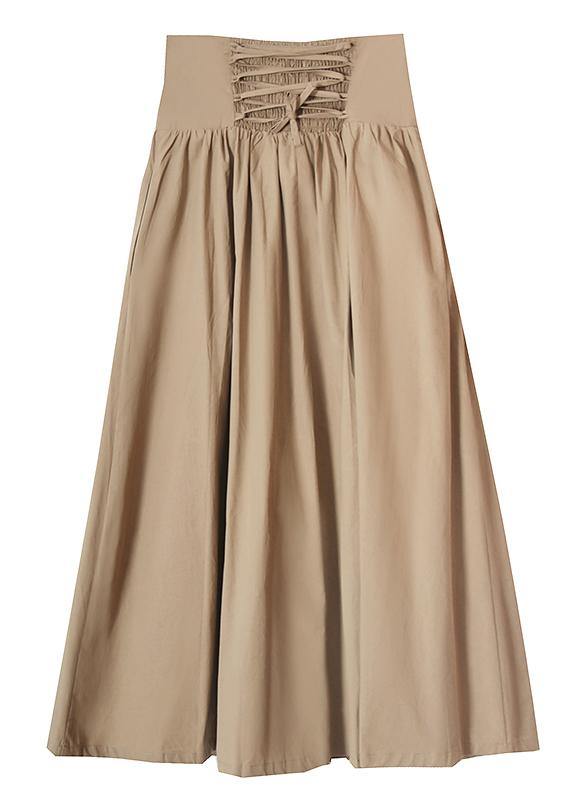Khaki Tie Waist Ruffles Summer Skirts