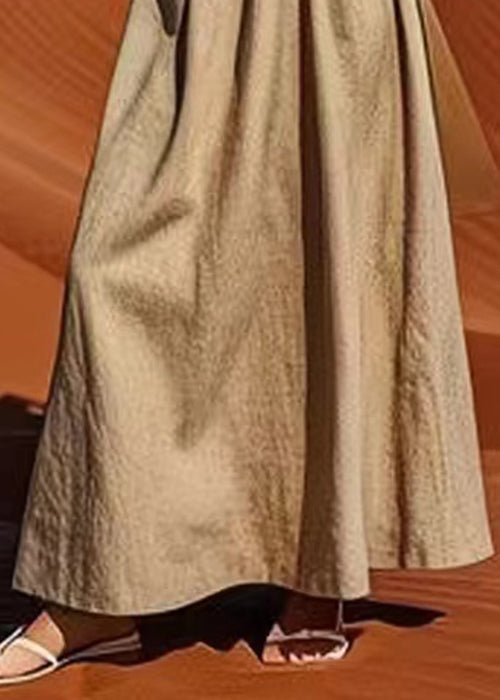 Linen Pockets High Waist Cotton Maxi Skirts Summer