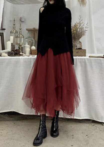 Mulberry Asymmetrical Tulle Skirts Spring