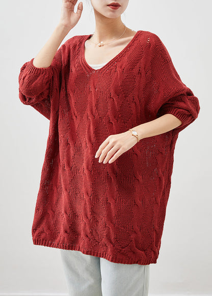 Mulberry V Neck Thick Knit Sweater Tops Winter
