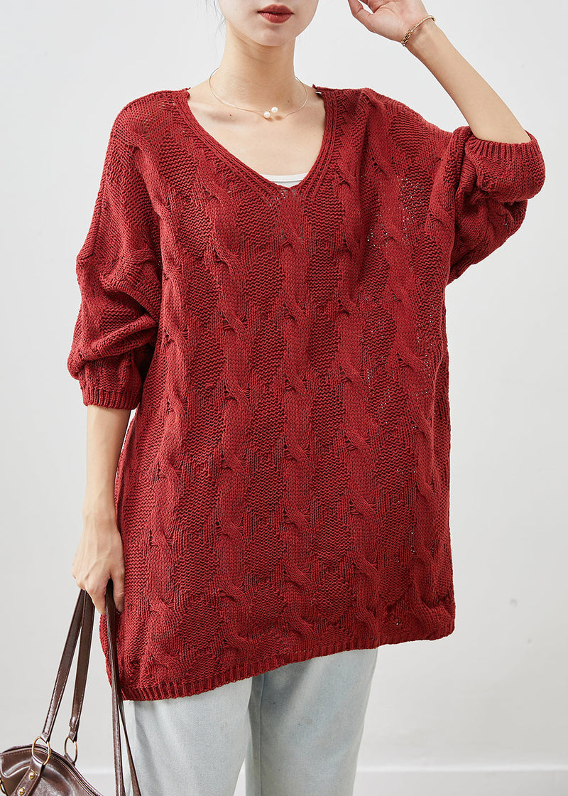 Mulberry V Neck Thick Knit Sweater Tops Winter