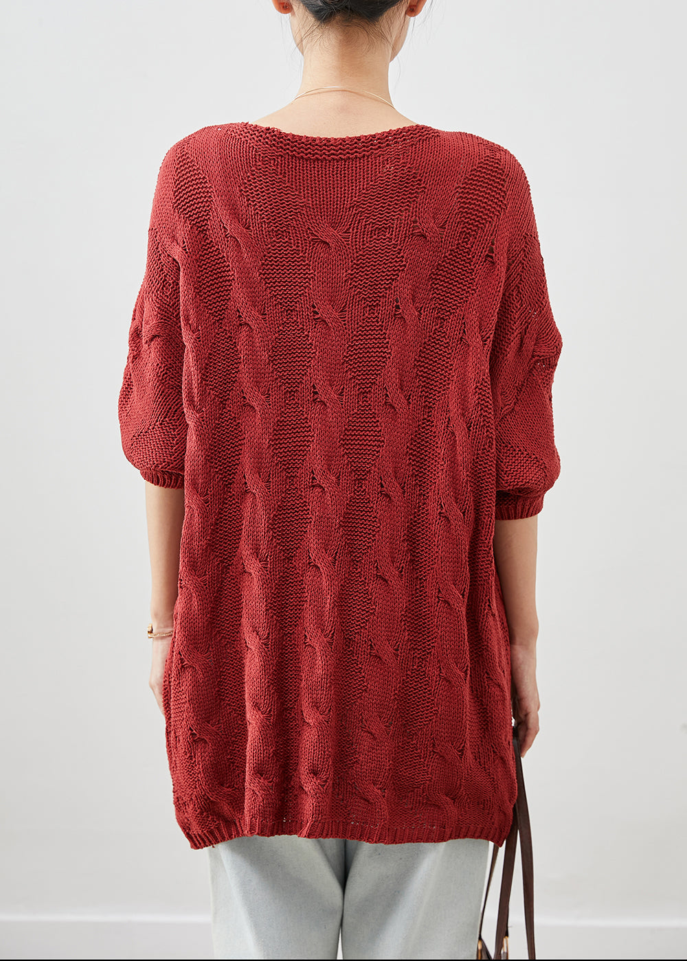 Mulberry V Neck Thick Knit Sweater Tops Winter