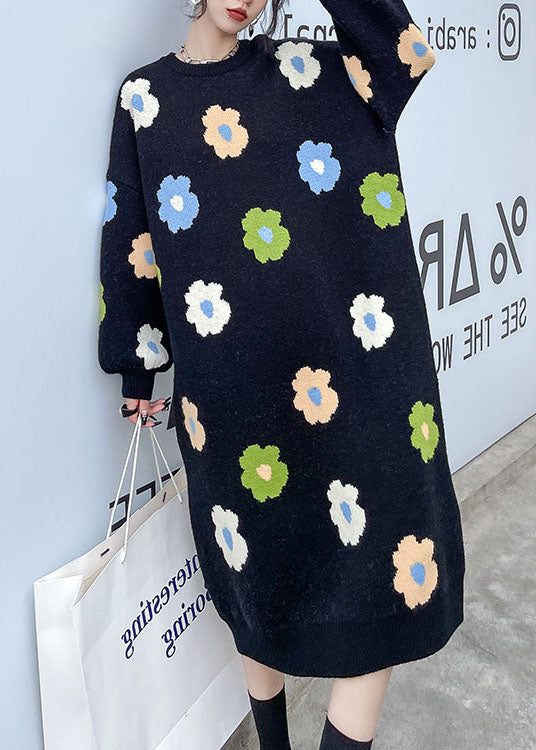 Natural Black Thick Knit Dress Winter