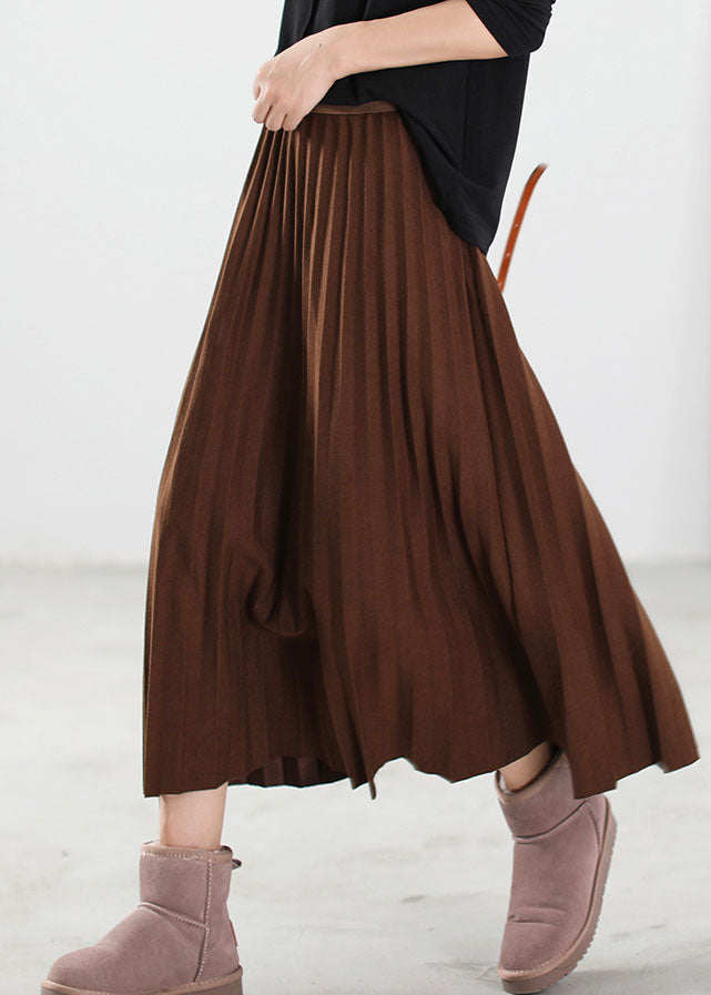 Natural Chocolate Thick Pleated Skirt Winter