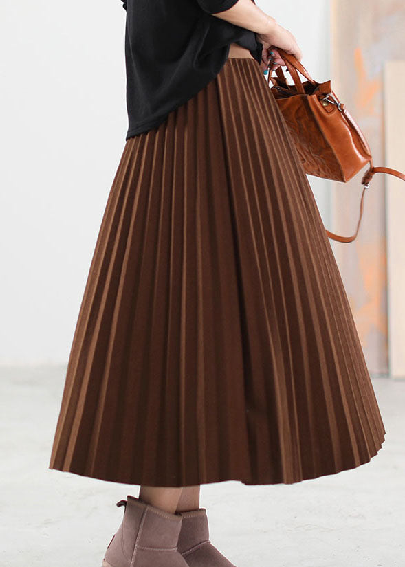 Natural Chocolate Thick Pleated Skirt Winter
