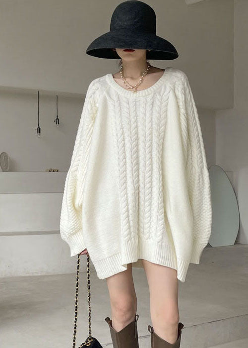 Natural White Cable Knit Dress Winter
