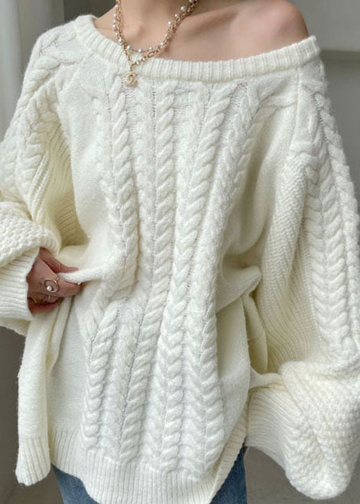 Natural White Cable Knit Dress Winter