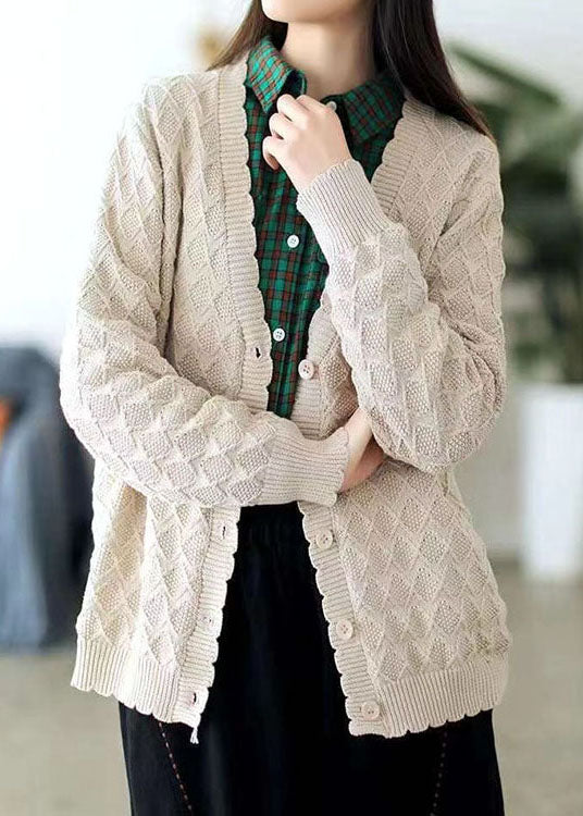 Orange Red V Neck Button Fall Knit Sweater Coat