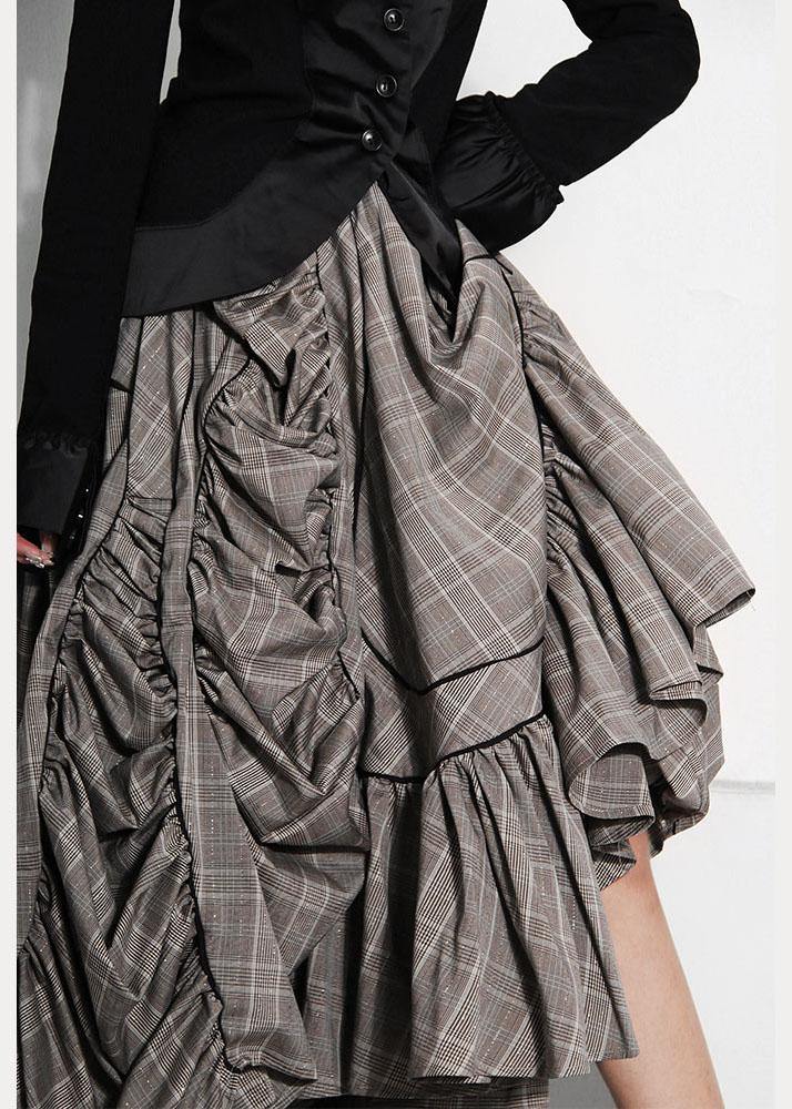 Plaid Asymmetrical Design Cinched Summer a Line Skirt