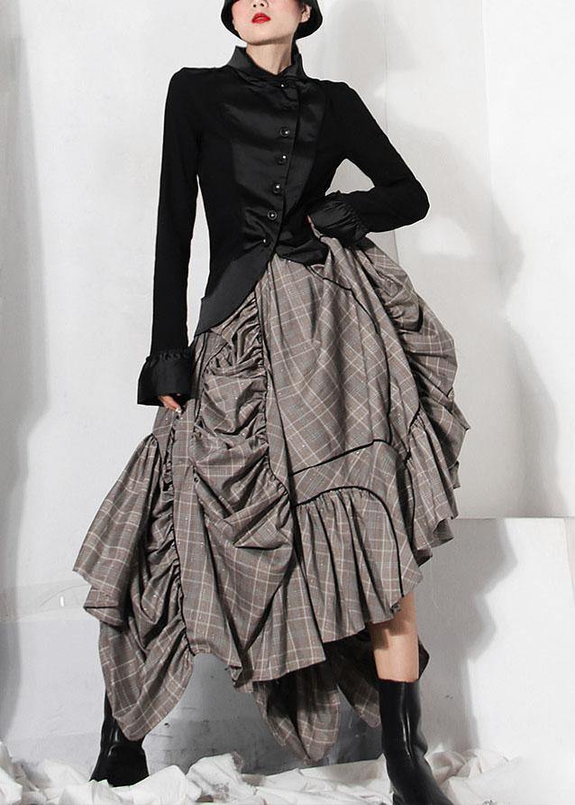 Plaid Asymmetrical Design Cinched Summer a Line Skirt