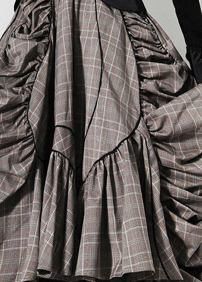 Plaid Asymmetrical Design Cinched Summer a Line Skirt
