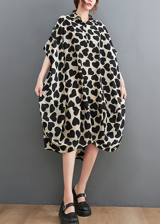 Print Peter Pan Collar Pockets Cotton Dresses Summer