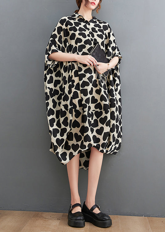 Print Peter Pan Collar Pockets Cotton Dresses Summer