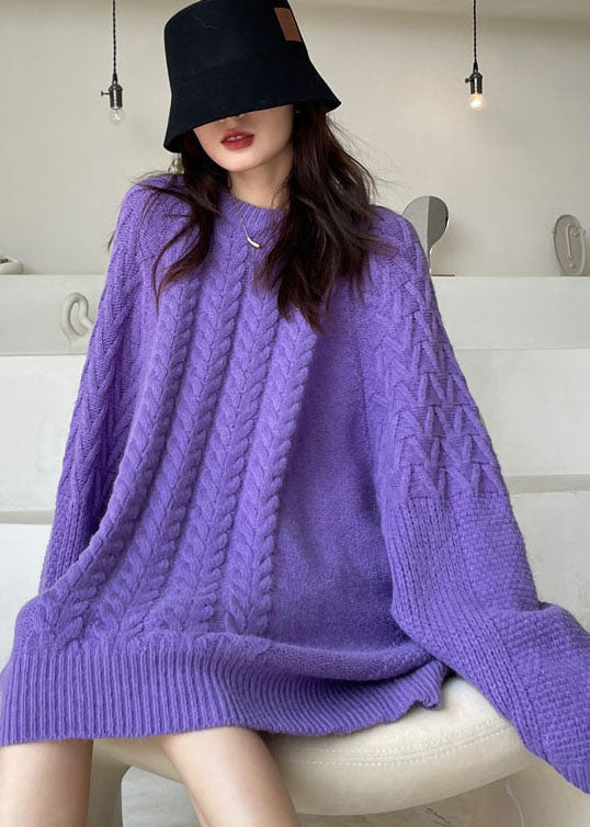 Purple Knit Sweater Dress Winter