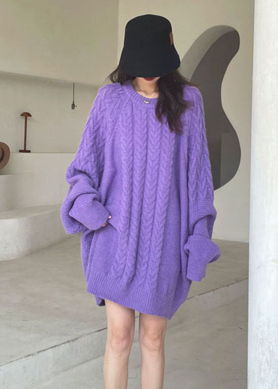 Purple Knit Sweater Dress Winter