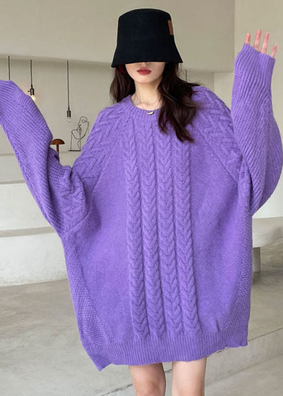 Purple Knit Sweater Dress Winter