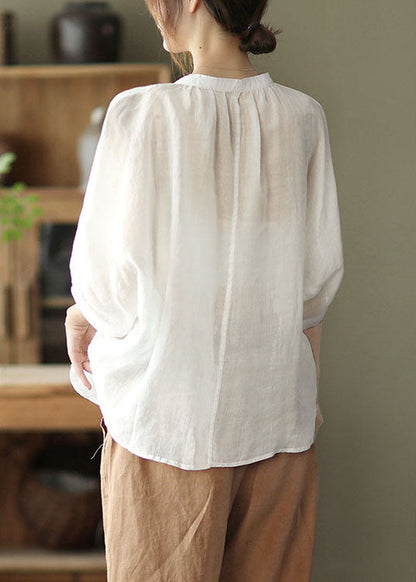 Purple Embroideried Loose Fall Three Quarter Sleeve Top