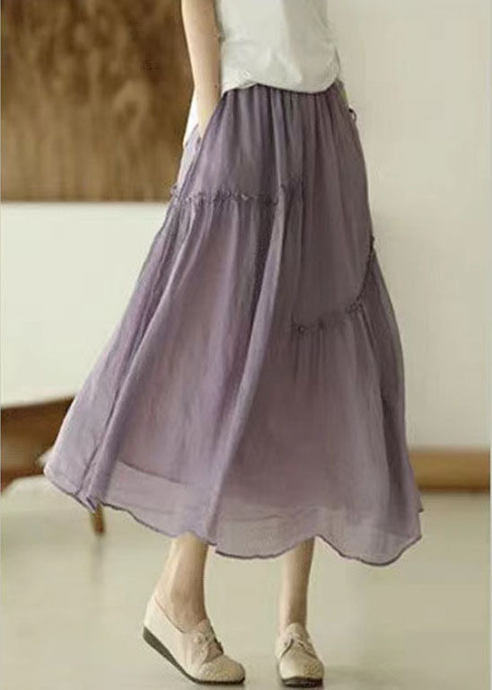 Red Geometry Elastic Waist Asymmetrical a Line Skirts Spring