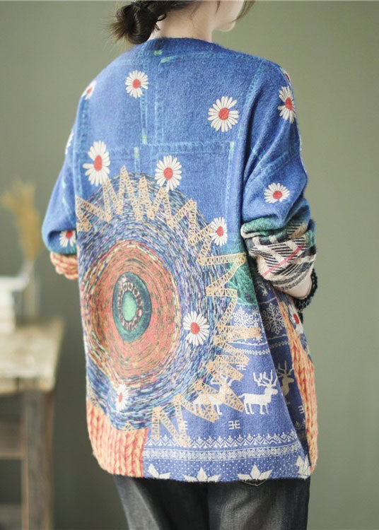 Rainbow O-neck Print Fall Knitted Sweaters