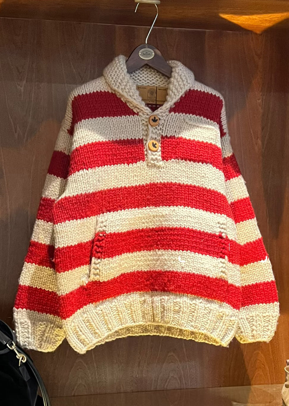 Red Oversized Striped Knit Sweaters Winter