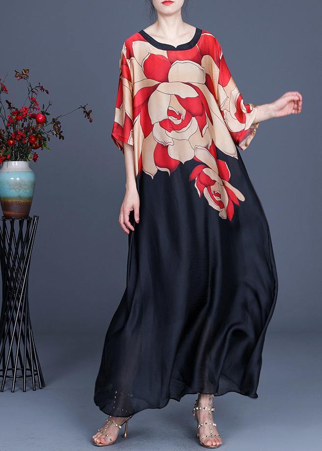 Pattern Print O-neck Chiffon Summer Dress