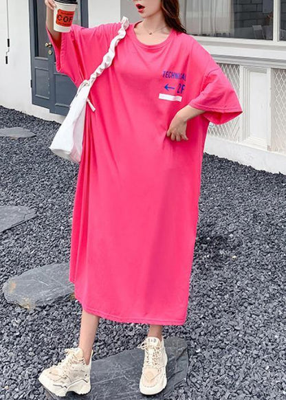 Rose Graphic Cotton Long Sleeve Summer Long Dresses
