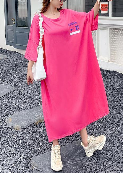 Rose Graphic Cotton Long Sleeve Summer Long Dresses