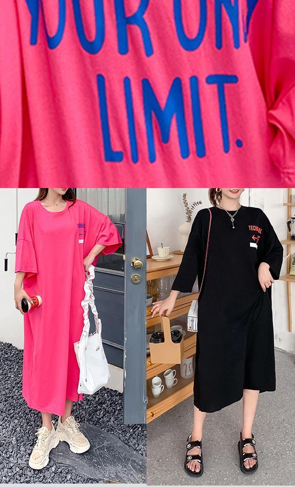 Rose Graphic Cotton Long Sleeve Summer Long Dresses