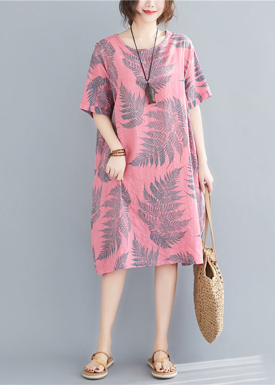 Rose Oversized Print Cotton Holiday Dress Summer