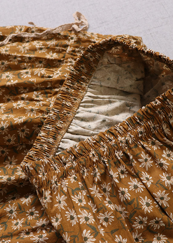 Unique Yellow Patchwork Print Skirt Winter