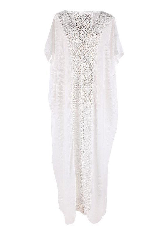 White Hollow Out Long Holiday Dress Summer