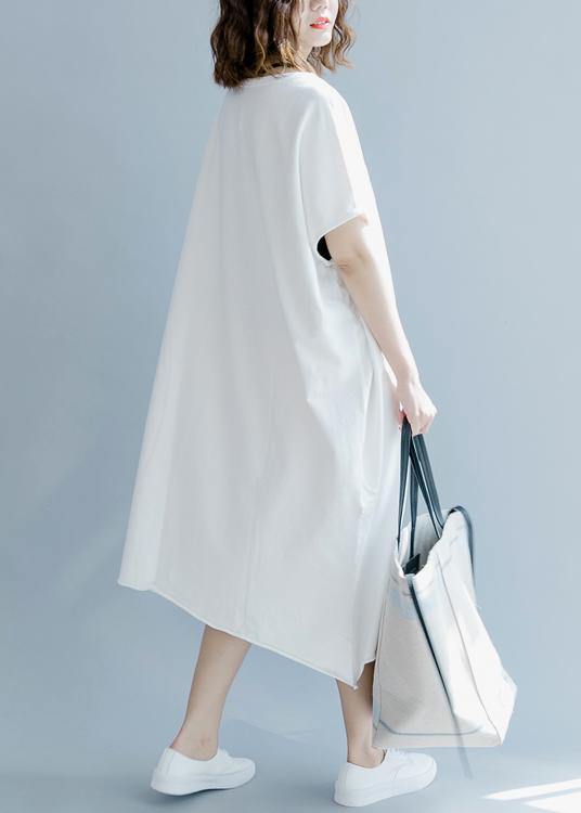 White O-neck Cotton Summer Maxi Dresses