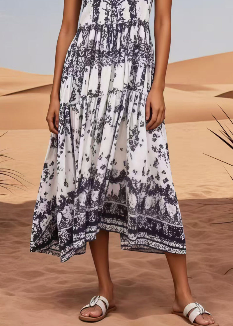 White Oversized Print Cotton Sundress Summer