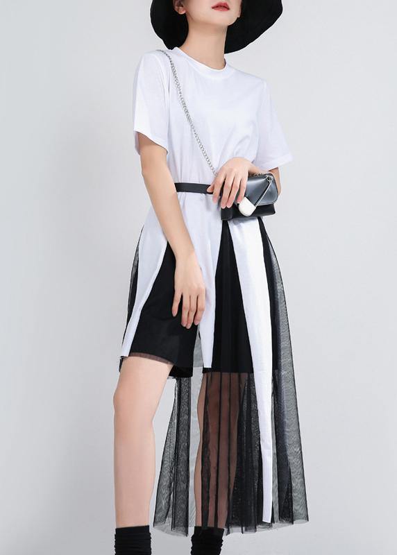 White Patchwork Lace Summer Cotton Dress