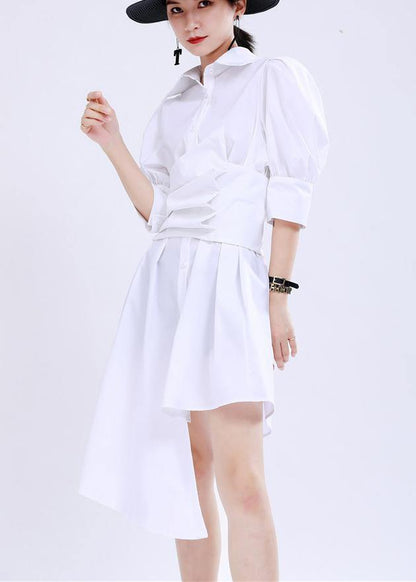 White Peter Pan Collar Mid Summer Cotton Dress