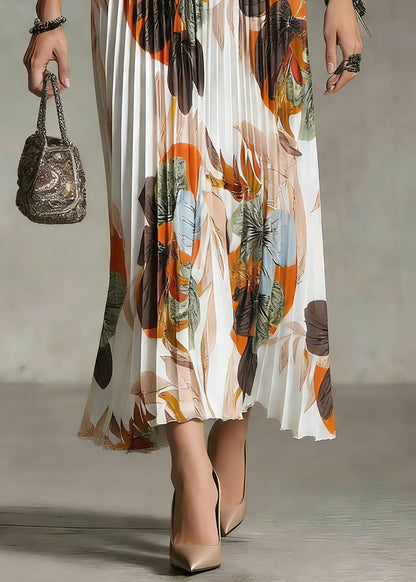 White Print Patchwork Maxi Skirt