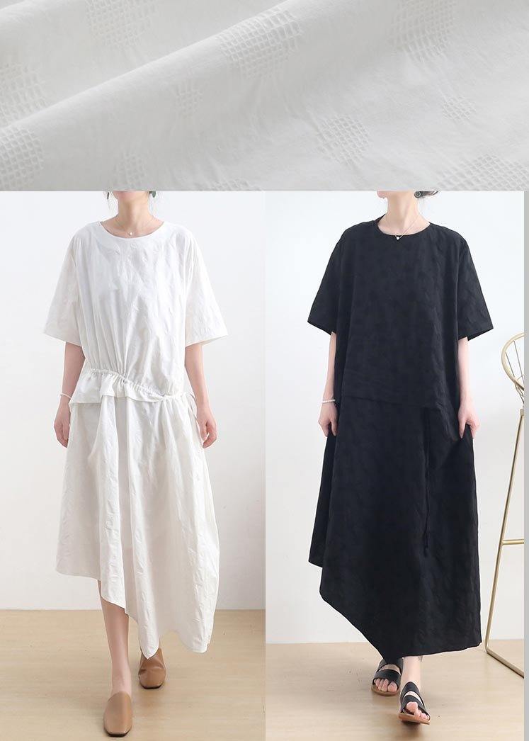 White Asymmetrical Design Maxi Summer Linen Dress