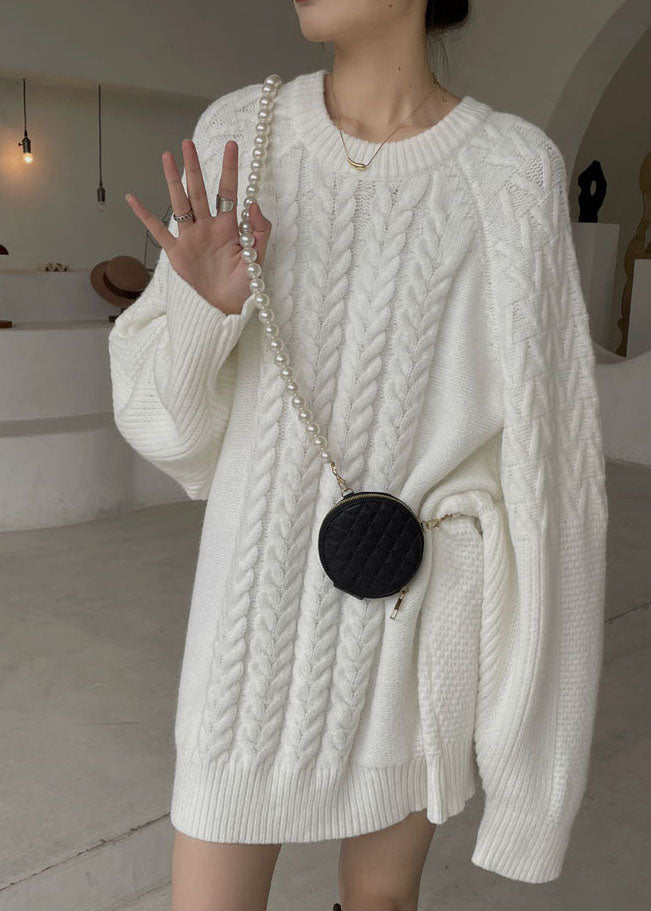 White Cable Knit Sweaters Winter