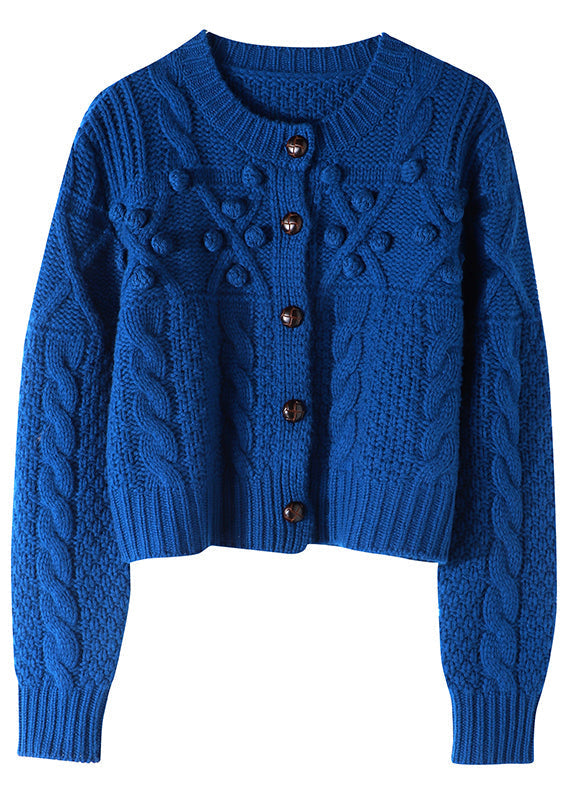 Blue Button Knit Sweater Coat Spring
