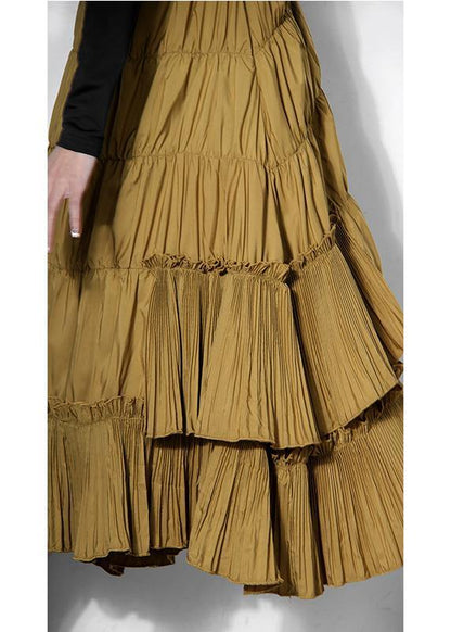 Yellow Cinched Tiered Summer Skirt