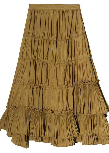 Yellow Cinched Tiered Summer Skirt