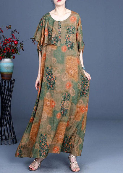 Yellow Ruffles Patchwork Summer Chiffon Dresses Half Sleeve