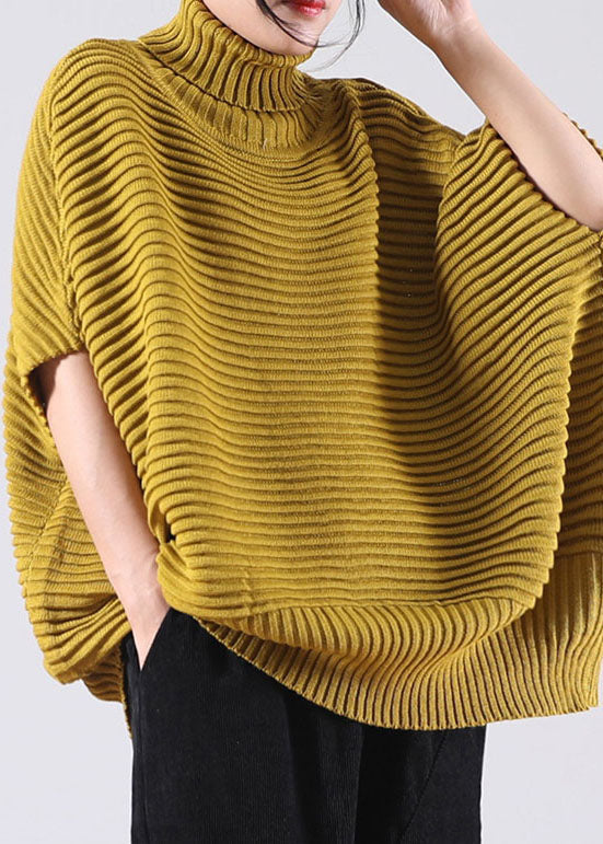Yellow Turtle Neck Sleeveless Knit Sweaters