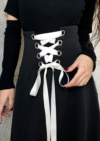 Diy Black Cinched Bow Skirt Spring