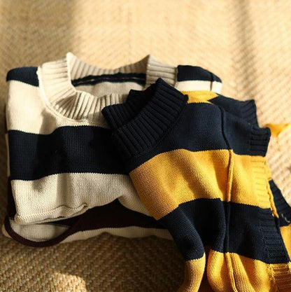 Pullover Chocolate Striped Knit Top Silhouette O Neck Sleeveless Knit Tops