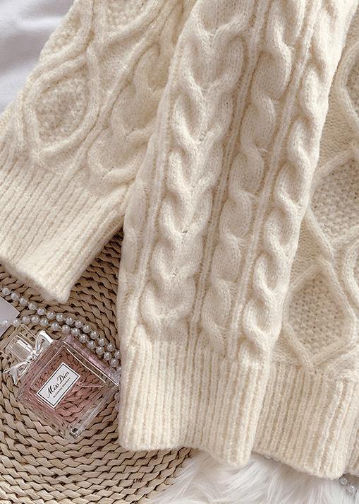 Pullover Beige Sweater Weather Street Style O Neck Baggy Hipster Knitted Tops