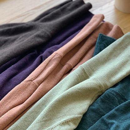 Pullover Blackish Green Knit Sweat Tops High Neck Knitted Pullover