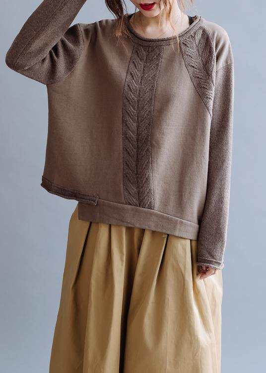 Pullover Chocolate Crane Tops O Neck Sweaters