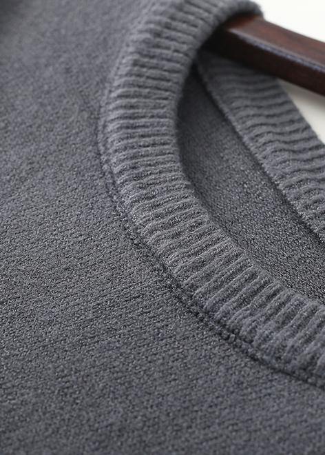 Pullover Gray Sweater O Neck Wild Art Spring Knit Dress